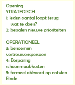 voorbeeld van goede agenda voor een bestuursvergadering: de strategische agenda